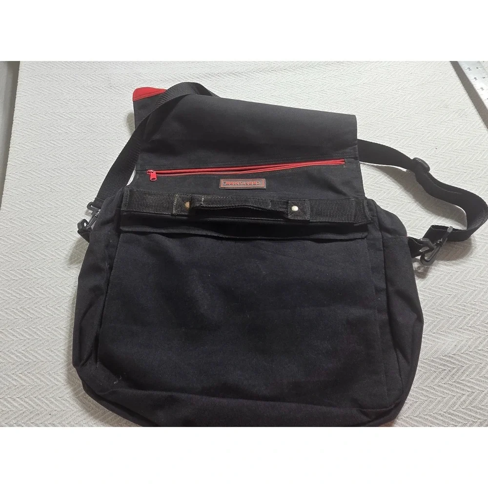 Craftsman Tool Messenger Bag Black Red Shoulder Strap Organizer 20 Inch